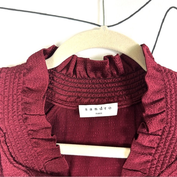 Sandro Butterfly Tie Neck Long Sleeve Mini Dress - Picture 5 of 7